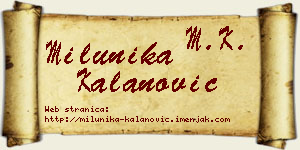 Milunika Kalanović vizit kartica